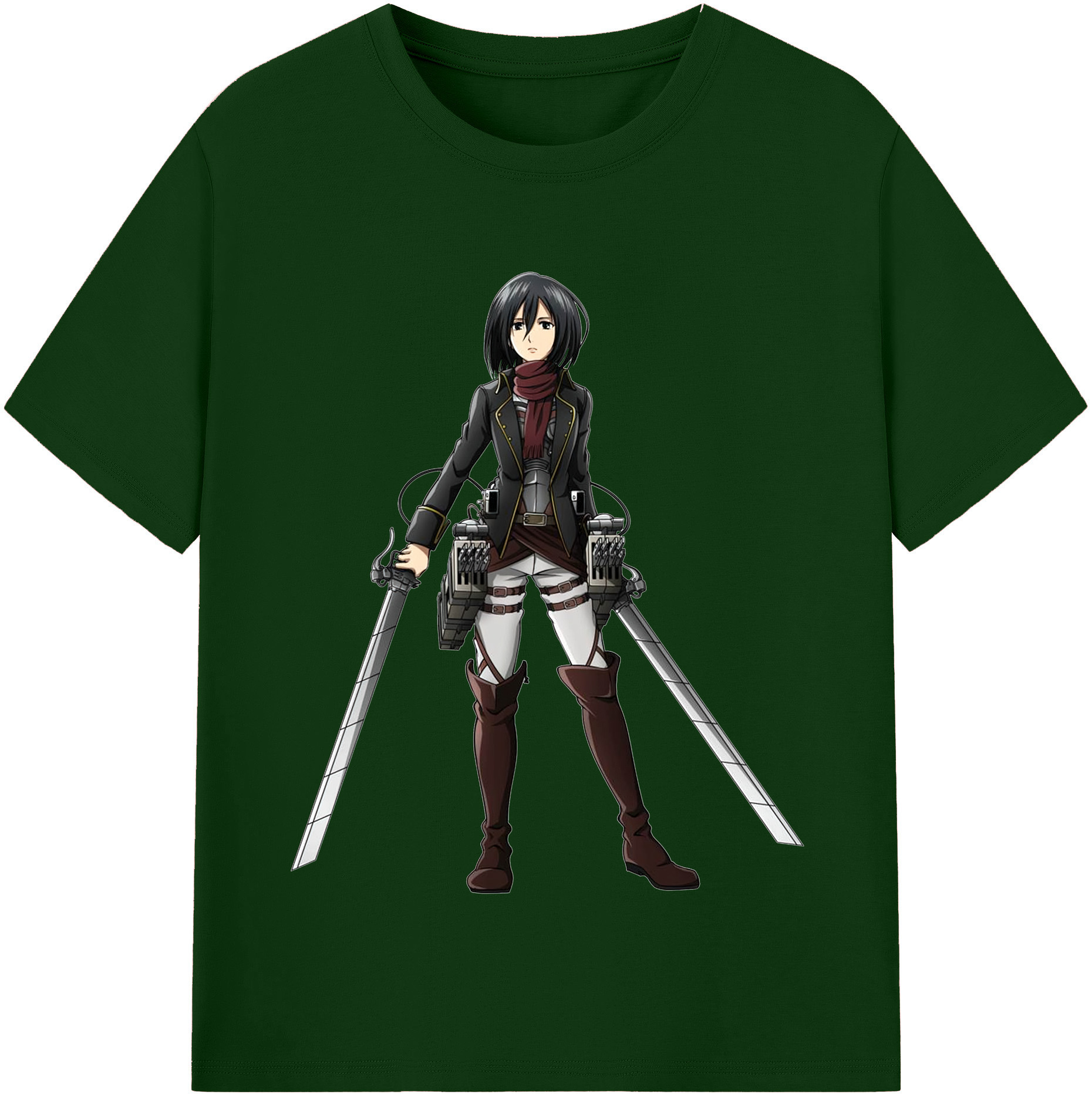 （画像用） 進撃の巨人 ミカサ·アッカーマン Attack on Titan Mikasa Ackerman 綿100％半袖Tシャツ（フロントプリント）